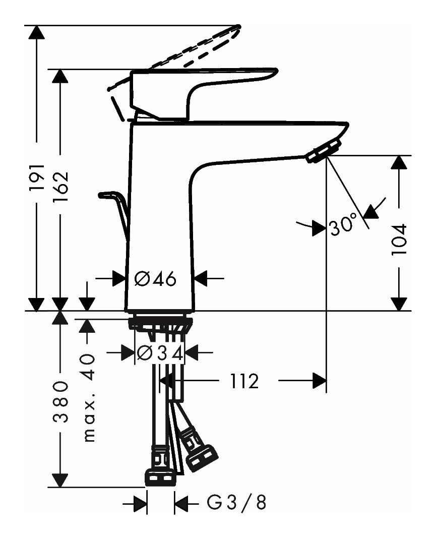 Hansgrohe Waschtisch-Einhebelmischer Talis E 110 mit Ablaufgarnitur-71710000