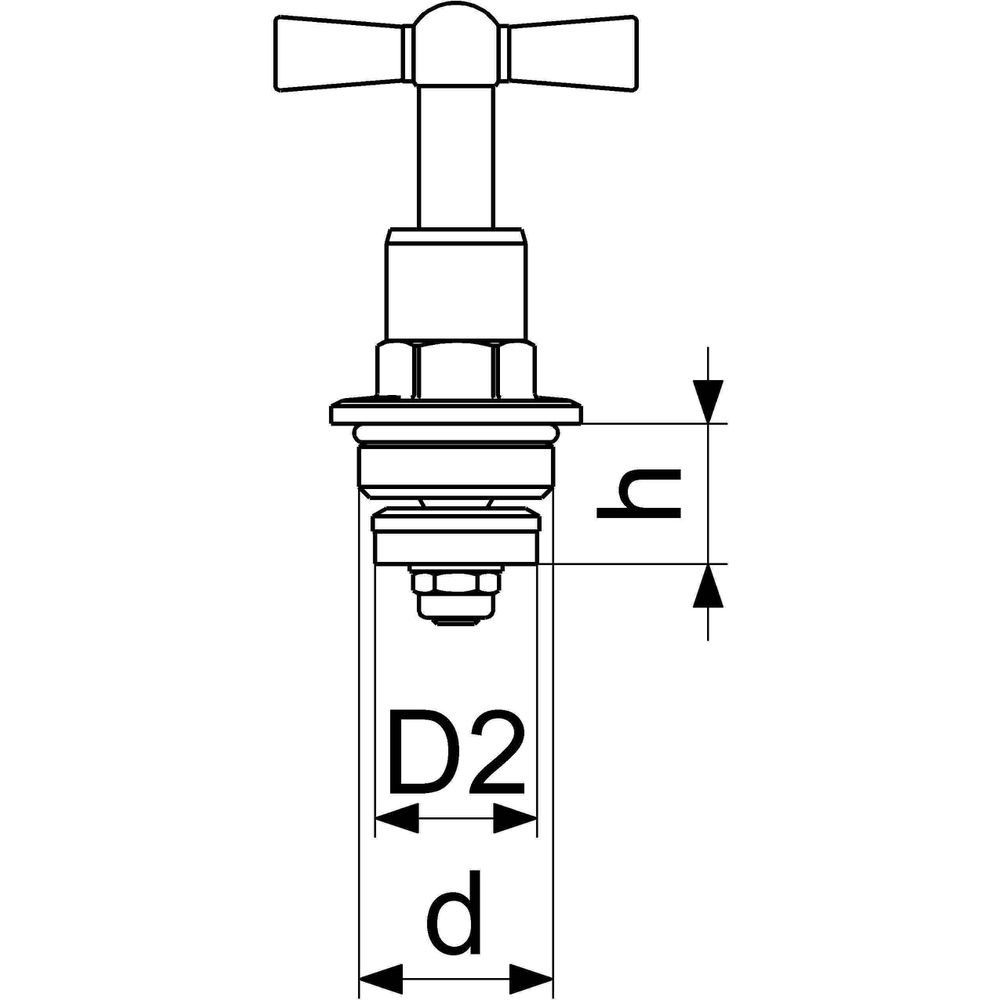 Oberteil f. Auslaufventil m. Knebelgriff, matt verchromt, 1/2" -18221520001