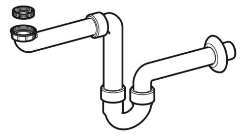 Geberit Rohrbogengeruchsverschluss für Waschbecken, Raumsparmodell, Abgang horizontal: d=40mm, G=1 1-151107111