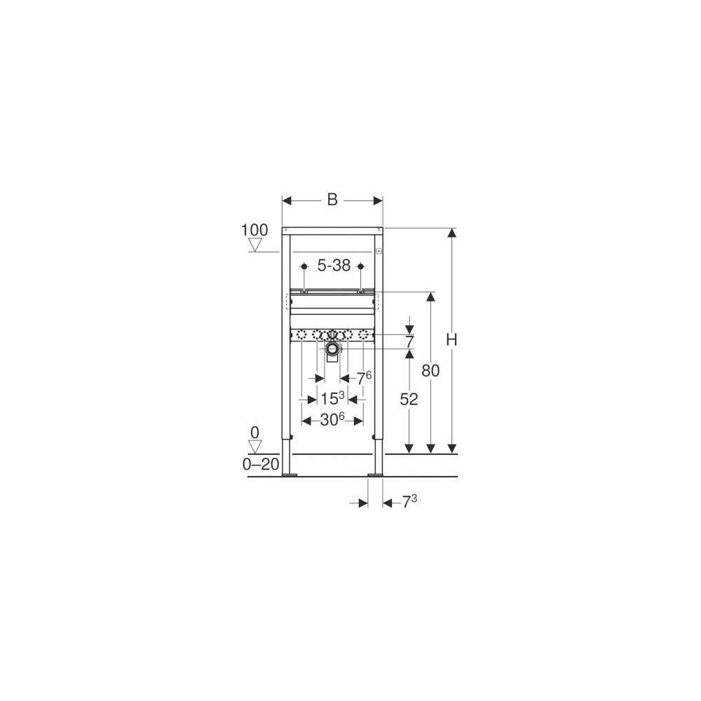 Geberit Waschtisch-Element Duofix Basic BH 112 cm, separate Traverse, für Standarmatur, für Trocken-458404001