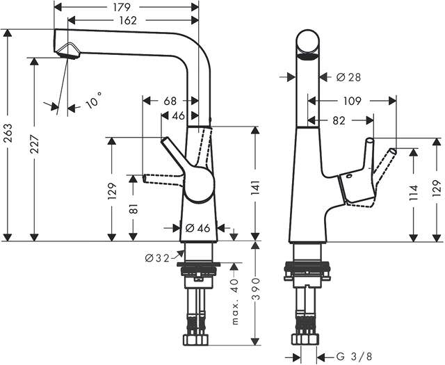 hansgrohe Waschtisch-Einhebelmischer Talis S 210 EcoSmart 5 l/min, mit Ablaufgarnitur, Schwenkauslau-72105000