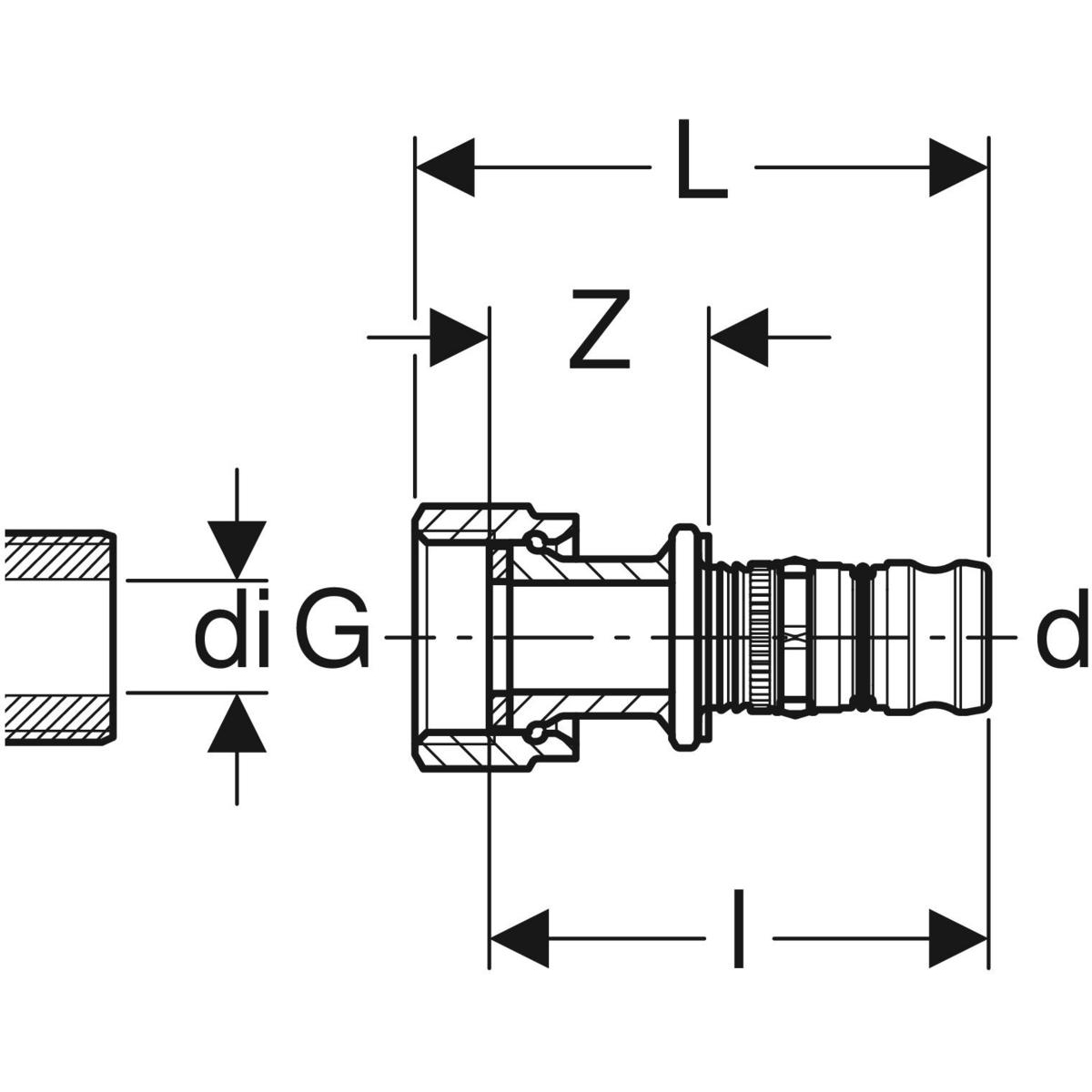 Geberit Anschluss Mepla 20 mm x G 1/2, mit Überwurfmutter, vernickelt, Messing 612582225-612582225