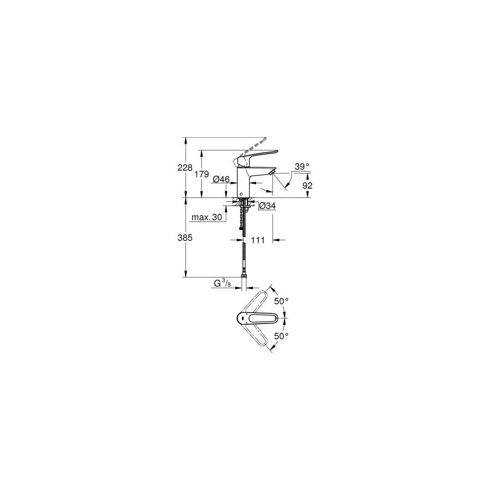 GROHE Waschtisch-Einhebelmischer Eurosmart Care 1/2", S-Size, mit thermischem Verbrühschutz, chrom -23986003