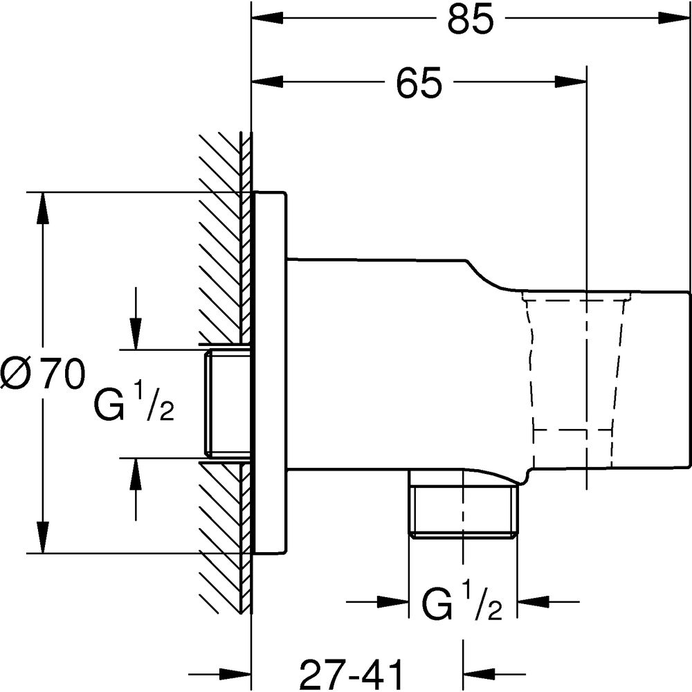 GROHE Wandanschlussbogen Relexa 1/2", mit Wandbrausehalter, chrom -28628000