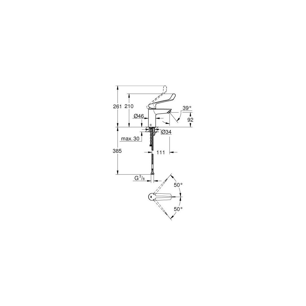 GROHE Waschtisch-Einhebelmischer Eurosmart Care 1/2", S-Size, mit thermischem Verbrühschutz, chrom -23984003