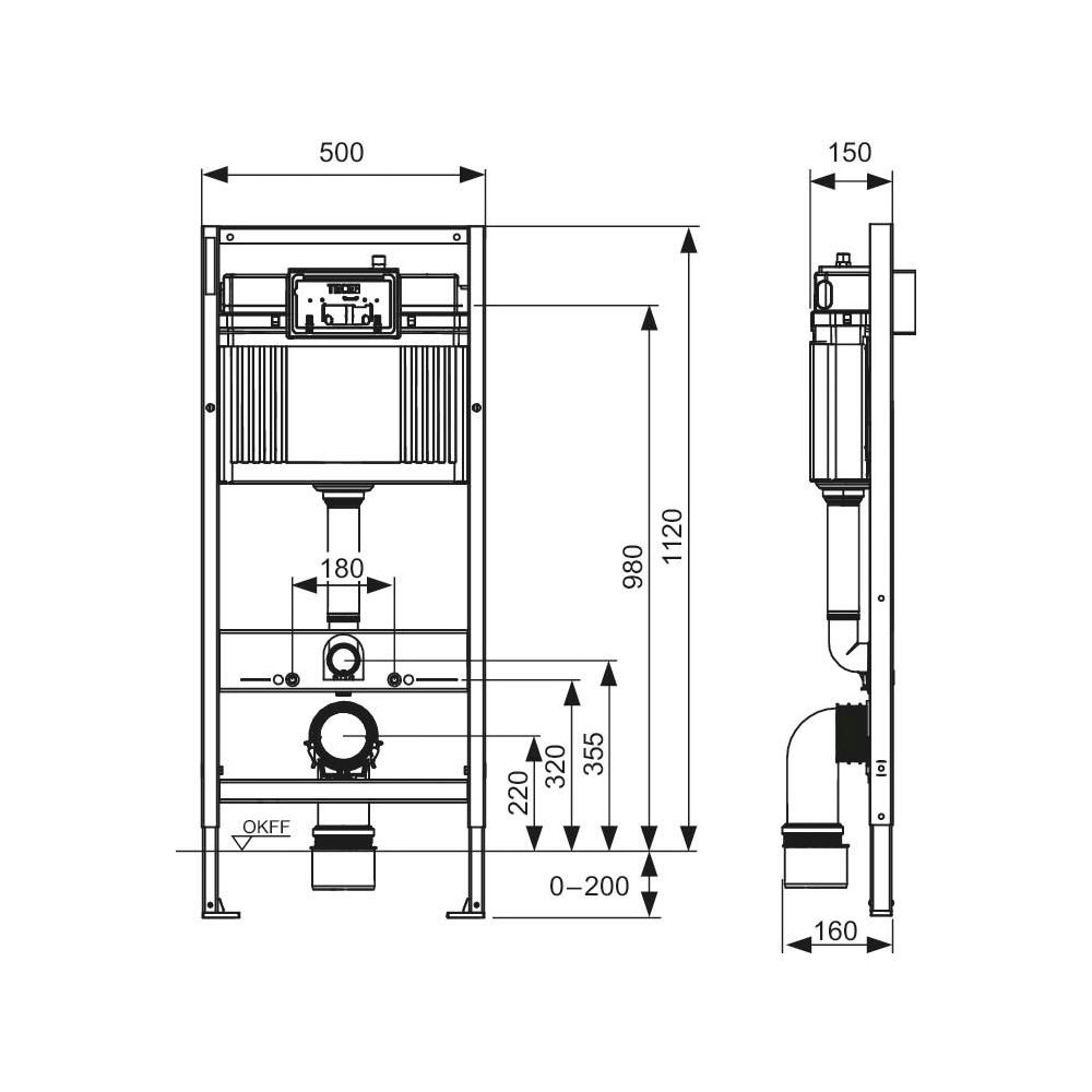 TECE WC-Set TECEbase 3in1 Bauhöhe 1120 mm-9400400