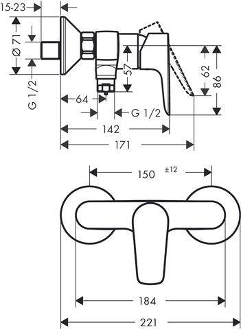 Hansgrohe Talis E Einhebel-Brausemischer Aufputz, chrom-71760000