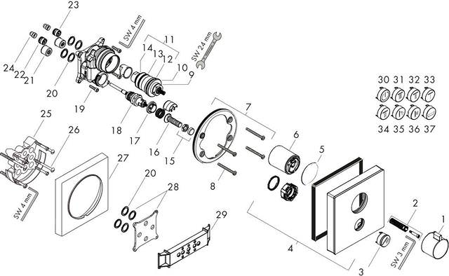 hansgrohe Fertigmontageset ShowerSelect Highflow UP-Thermostat, für 1 Verbraucher, Glas, weiß/chrom-15735400