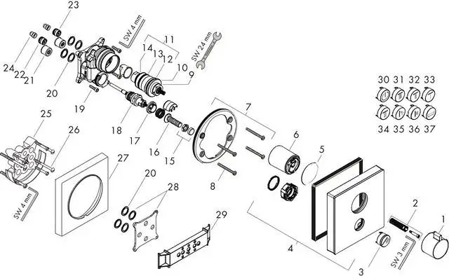 Hansgrohe Fertigmontageset ShowerSelect Highflow UP-Thermostat, für 1 Verbraucher, Glas, weiß/chrom-15735400
