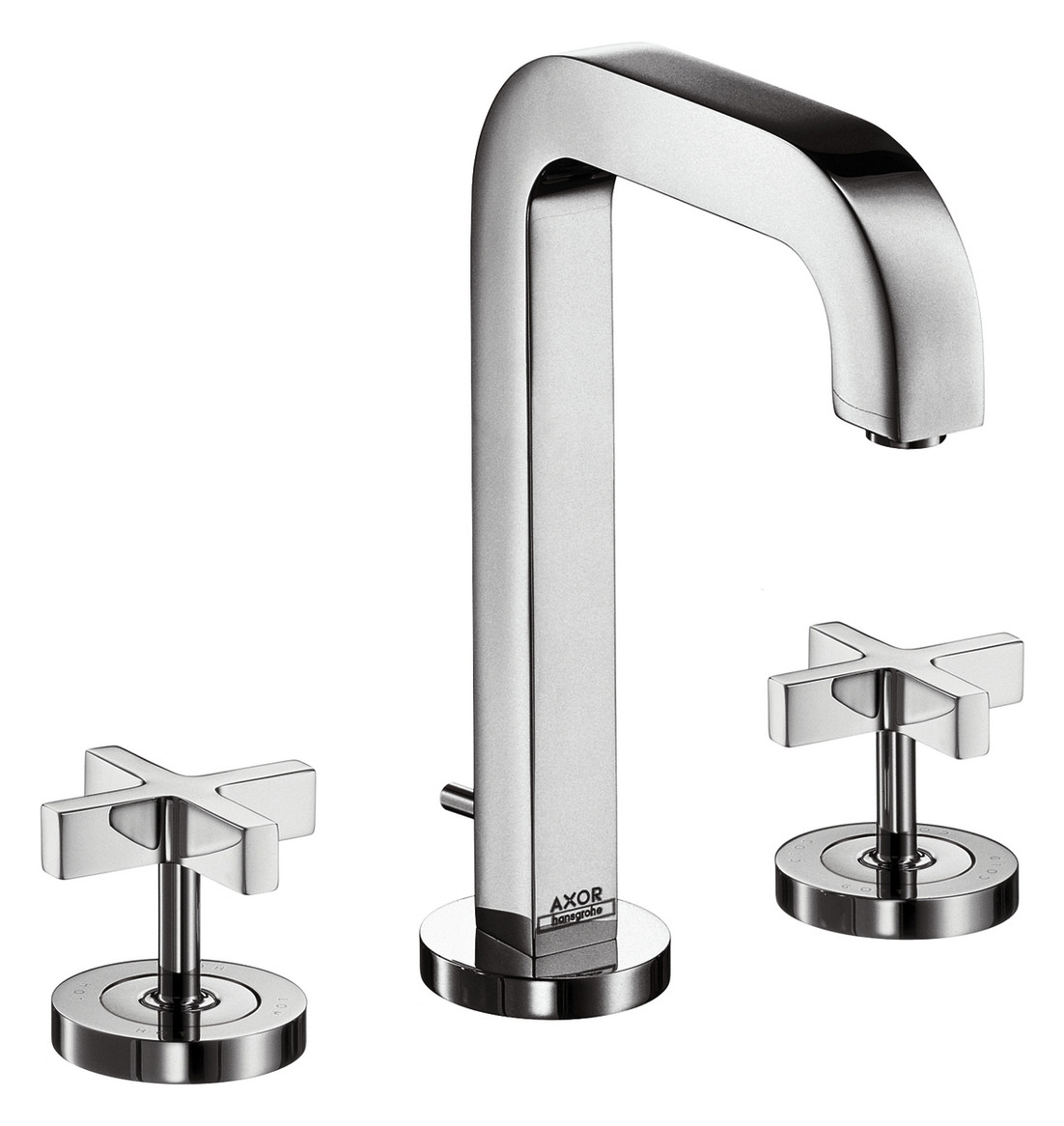 hansgrohe Waschtisch-3-Loch-Armatur Axor Citterio Auslauf 140 mm, Kreuzgriffe, Ablaufgarnitur, chrom-39133000