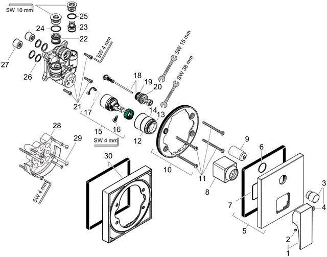 hansgrohe Fertigmontageset Metropol UP-Wannen-Einhebelmischer mit Sicherheitskombination, chrom-32546000