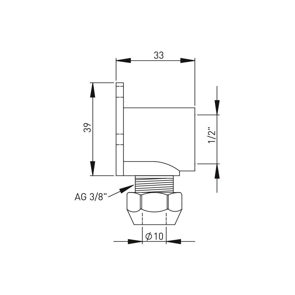 ASW Wandscheibe 1/2" x 10 mm, Messing verchromt, mit 1 Quetsche -451810