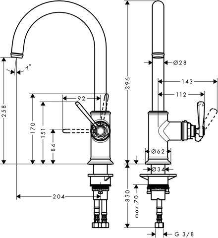 hansgrohe Spültisch-Einhebelmischer Axor Montreux-16580800