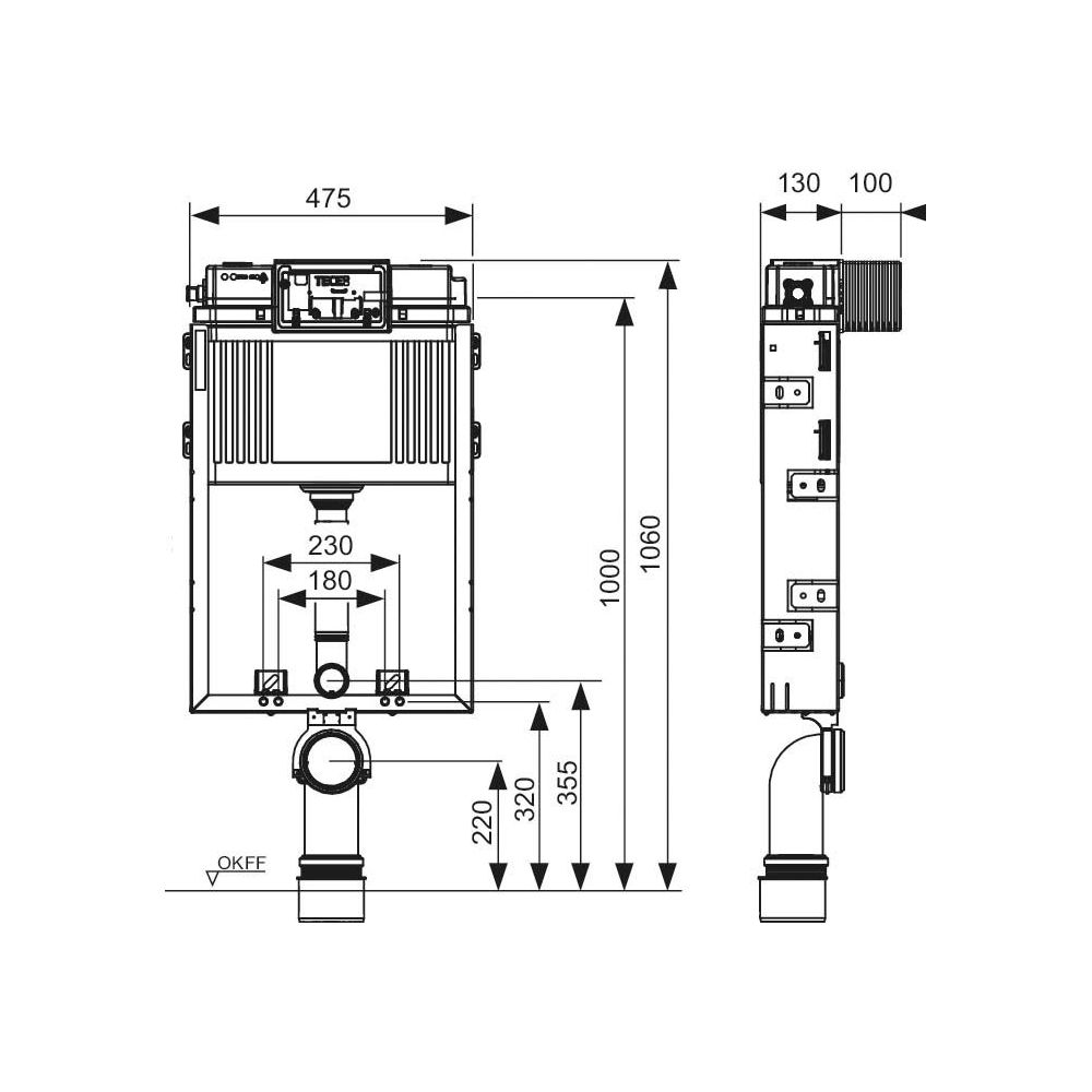 TECE WC-Modul TECEbox Bauhöhe 1060 mm, mit Spülkasten, Betätigung vorne-9370300