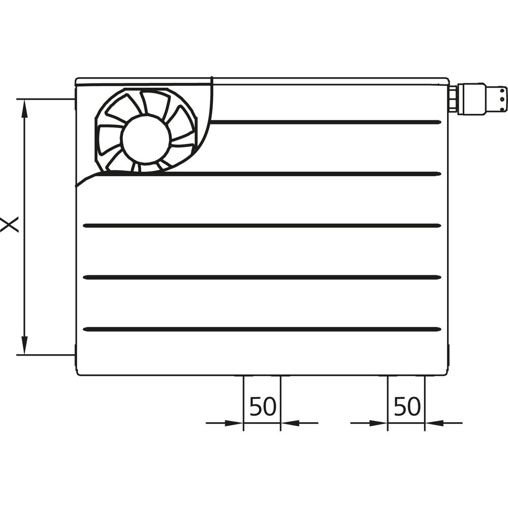 Kermi x-flair Line-Ventil Plus Wärmepumpenheizkörper Typ22-PLP2L0600601L1K