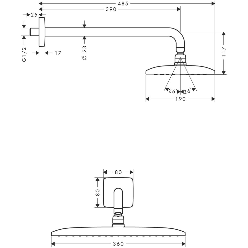 hansgrohe Kopfbrause Raindance E 360 390 mm Brausearm, 1jet-27376000