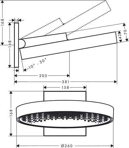 Rainfinity Kopfbrause 360 1jet, mit Wandanschluss, Ausladung: 273mm, chrom-26230000