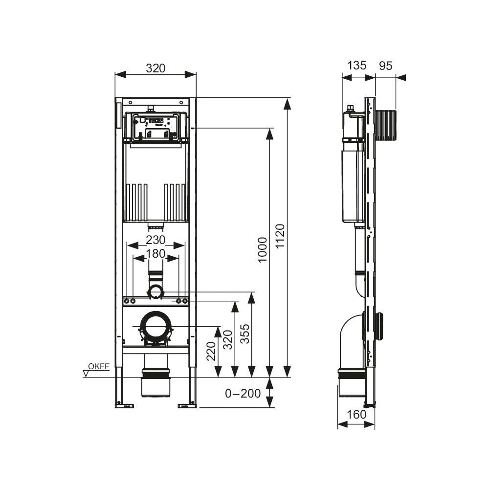 TECEprofil WC-Modul mit Compact 320-Spülkasten, Bauhöhe 1120 mm-9300600