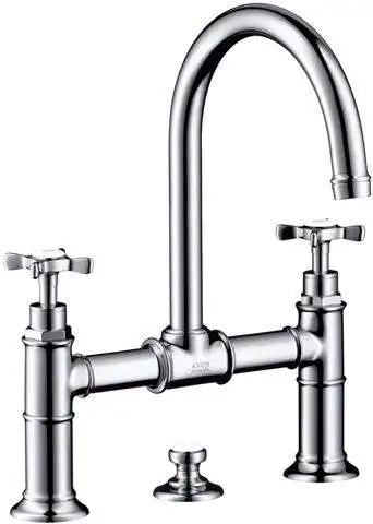 hansgrohe Waschtisch-Zweigriff-Brücken-Armatur Axor Montreux 220 DN 15, chrom, Ausladung 175mm, mit-16510000