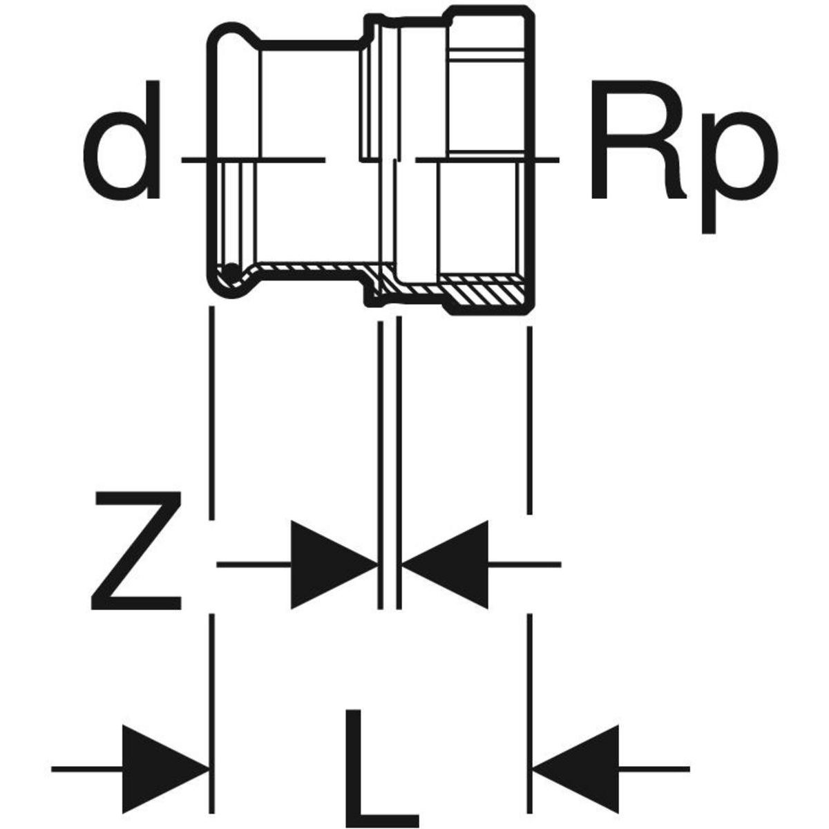 Geberit Übergang mit Innengewinde Rotguss Mapress-61801