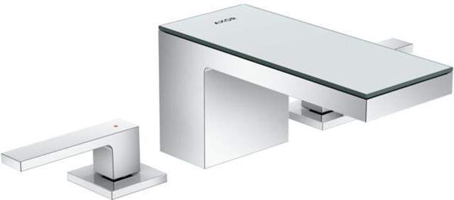 Waschtisch-3-Loch-Armatur 70 Axor MyEdition chrom/Spiegelglas, mit Push-Open Ablaufgarnitur, Auslad-47050000