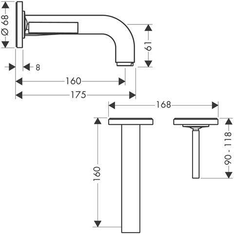 hansgrohe Waschtisch-Einhebelmischer Axor Citterio UP, mit Einzelrosette, chrom, Auslauf 160mm-39113000