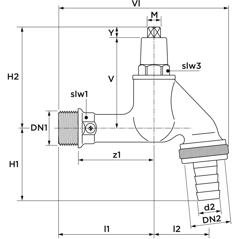 Auslaufventil, Messing, f. Steckschl. m. Schlauchverschr., matt verchr., 1/2", -00139