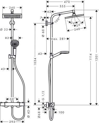 Hansgrohe Showerpipe Crometta E 240 1jet 240 x 240 mm, chrom-27271000