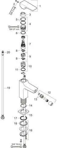 hansgrohe Bidet-Einhebelmischer Metropol mit Hebelgriff Ausladung 129mm, Push-Open Ablaufgarnitur, c-32520000