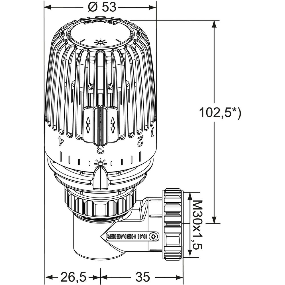 Heimeier Thermostat-Kopf Set WK M 30x1,5, Winkelform, für Ventilheizkörper, weiß-7300-00.500