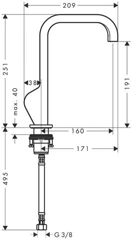 hansgrohe Waschtisch-Einhebelmischer Axor Citterio Auslauf 160 mm, hoher Auslauf, nicht verschließba-39037000