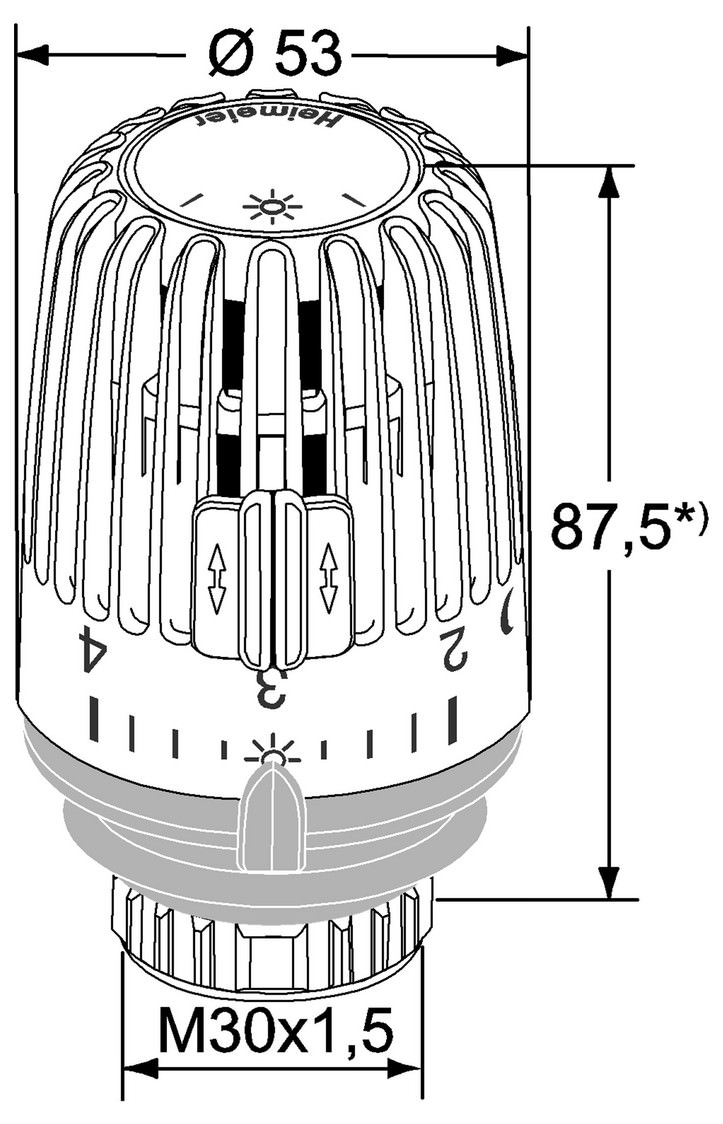 HEIMEIER Thermostat-Kopf K weiß, mit Nullstellung-7000-00.500