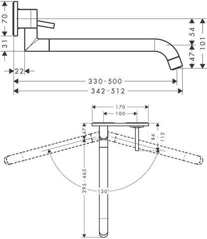 hansgrohe Spültisch-Wand-Einhebelmischer Axor Uno-38815800