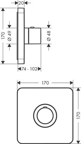 Hansgrohe Fertigmontageset ShowerSelect Highflow UP-Thermostat, chrom-36711000