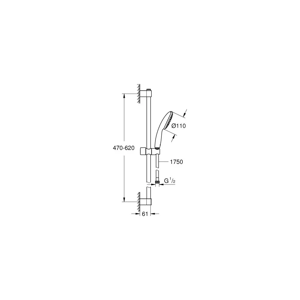 GROHE Brausestangenset Tempesta 110 Brausestange 60cm, 1 Strahlart, chrom-27853003