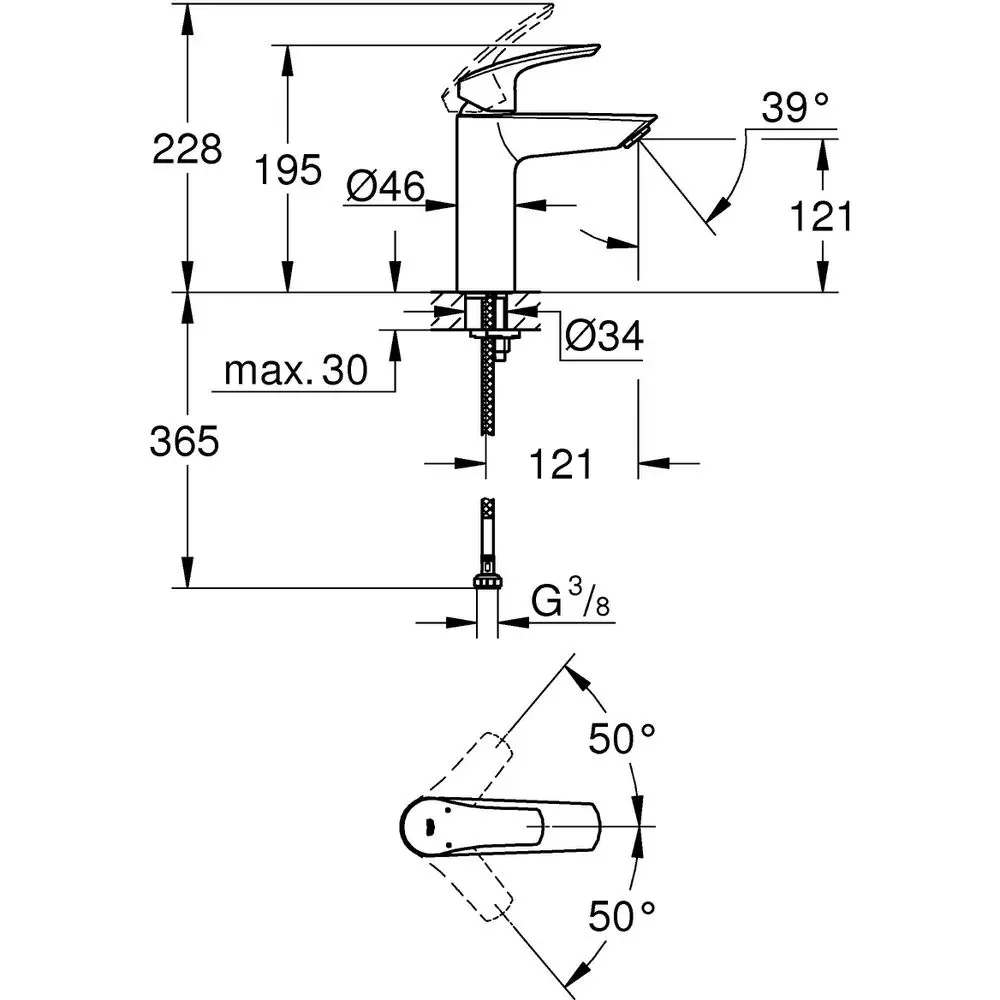 GROHE Waschtisch-Einhebelmischer Eurosmart, M-Size, ohne Ablaufgarnitur, chrom-23324003