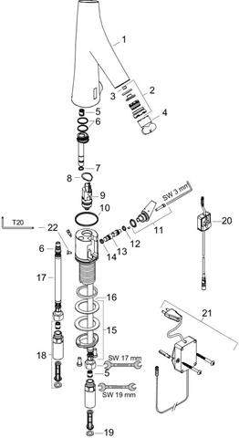 hansgrohe Waschtisch-Armatur Axor Starck Organic chrom, Elektronik, mit Temperaturregulierung, Batte-12171000