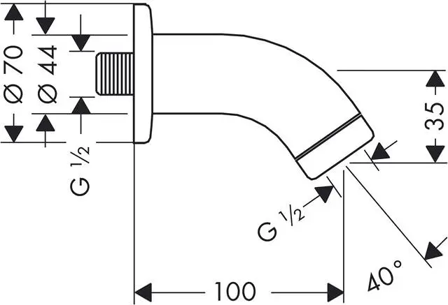 Hansgrohe Brausearm DN 15, Ausladung 100 mm, chrom-27438000 Hansgrohe Brausearm DN 15, Ausladung 100 mm, chrom-27438000