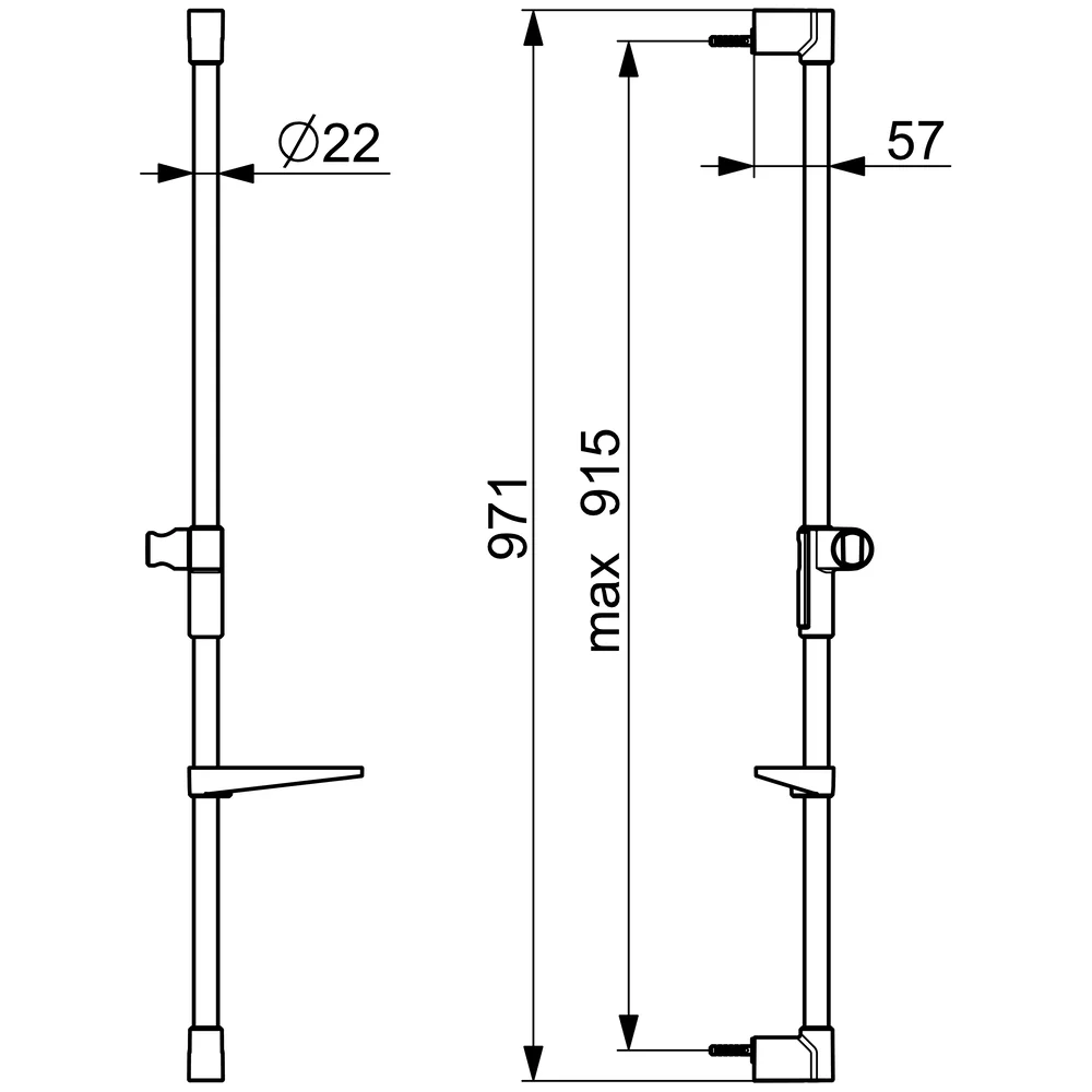 HANSA Wandstange HANSAVIVA 971 mm, chrom-44130200