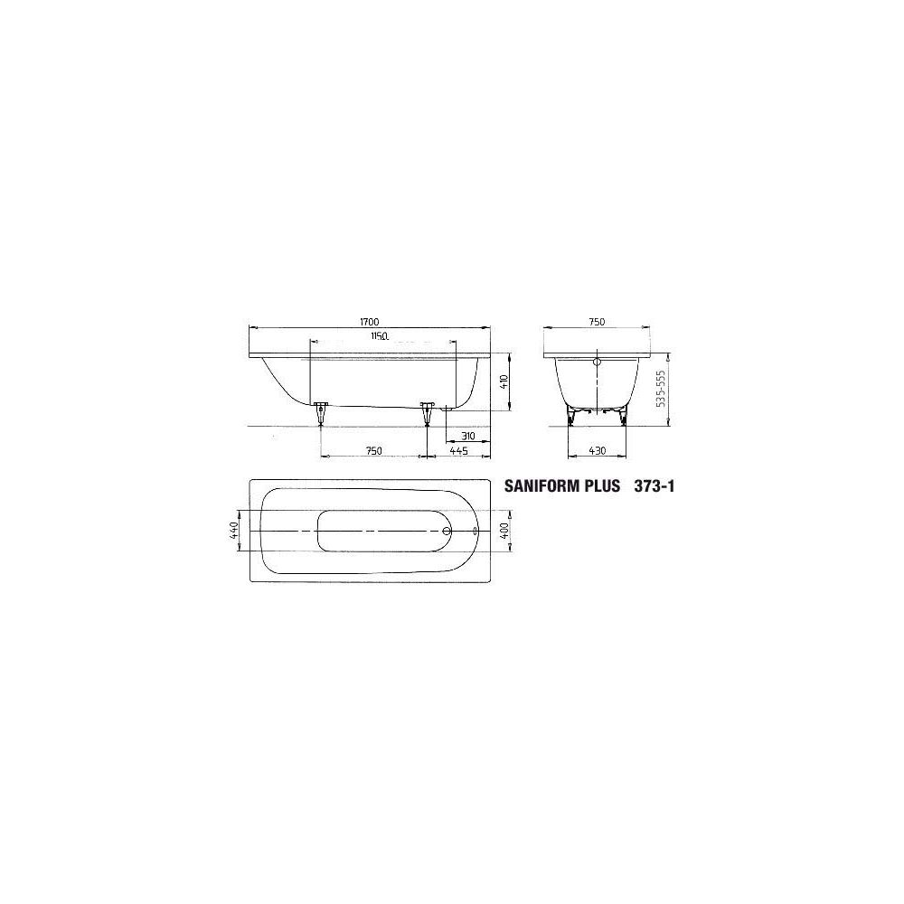 Kaldewei Badewanne SANIFORM PLUS 373-1 170x75cm, weiß-113000000000