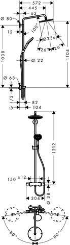 Hansgrohe Showerpipe Raindance S 240 1jet, Brausekopf d = 236 mm, chrom-27115000