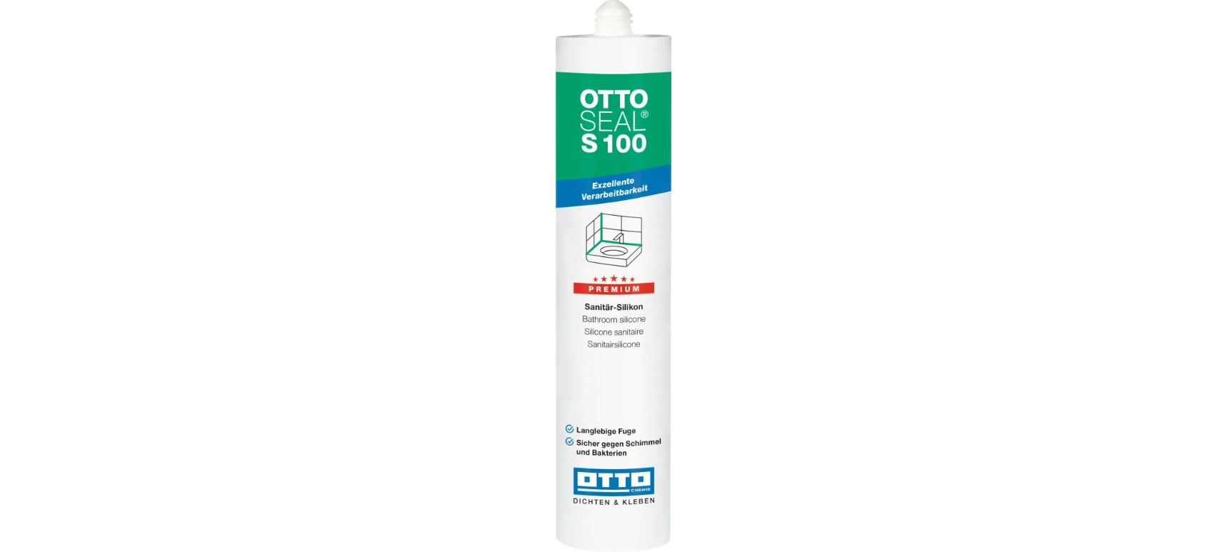 Ottoseal Premium Sanitär Silikon S100, a` 300 ml-S100-03-C01