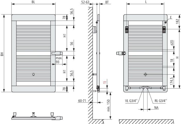 Kermi Bad-Ventilheizkörper Credo plus-C3V101000552LXK