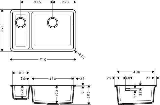 hansgrohe Unterbauspüle S510-U635-43433170