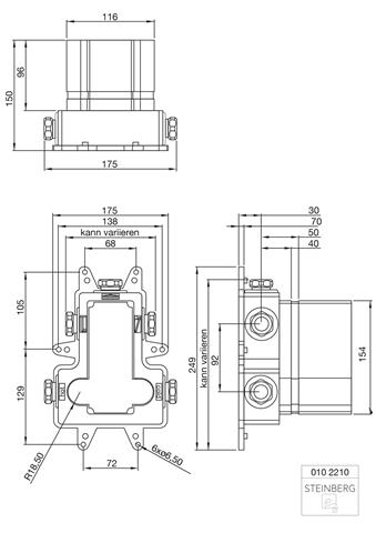 Steinberg UP-Einbaukörper 1/2", für Wannen-/Brausearmatur -010 2210