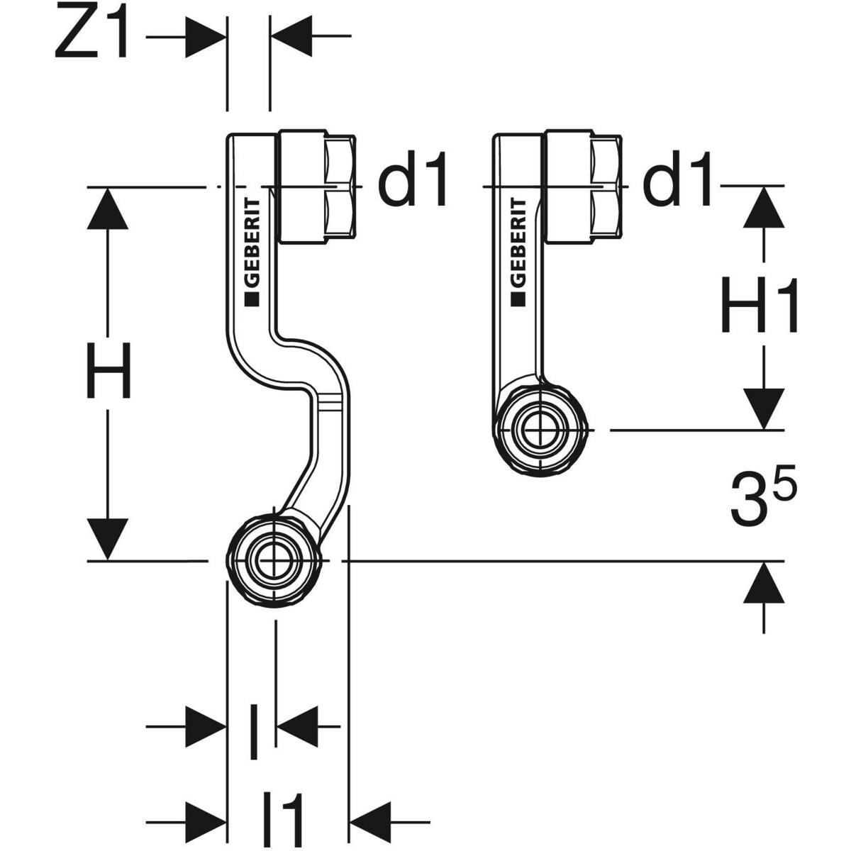 Geberit Anschluss-T-Stück-Set Mepla-611361227