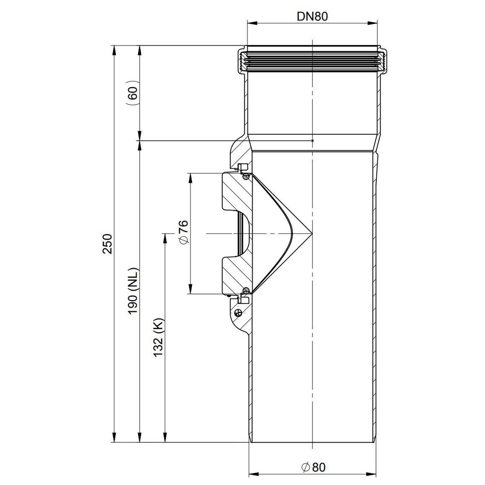 ATEC Kontroll-Rohr PolyTop DN 80, Nutzlänge 190 mm-01303