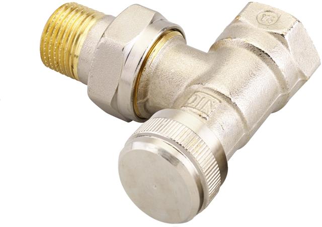 Danfoss Rücklaufverschraubung RLV 15, R 1/2" x IG 1/2", Eck, ma vernickelt -003L0143