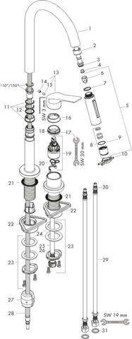 hansgrohe Spültisch-2-Loch-Einhebelmischer Axor Citterio M-34822800