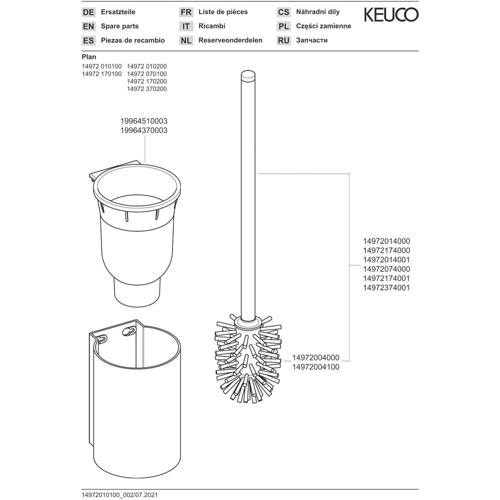 KEUCO Toilettenbürstengarnitur Plan 14972 Wandmodell, Kunststoff-Einsatz schwarz, verchromt-14972010200